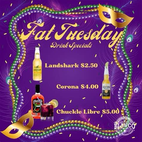 Fat Tuesday Drink Specials – That Place on Blanco