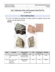 Lab 2 Sedimentary Rocks And Escarpment Virtual Field Trip Lab