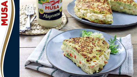 Tortilla de calabacín rellena de ensaladilla Mayonesa Musa