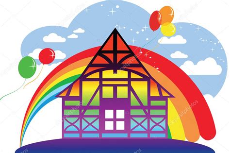 Rainbow house — Stock Vector © sunart #4433081