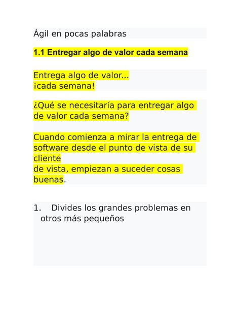 Ágil en pocas palabras APUNTES GENERALES Ágil en pocas palabras 1