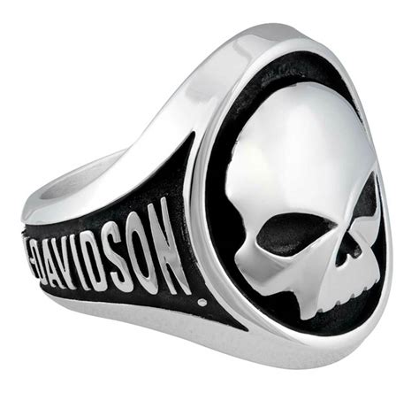 Bague en métal en acier inoxydable Willie G Skull Harley Davidson pour