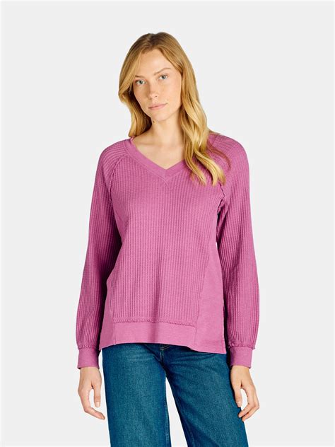 Time And Tru Womens Waffle Knit Sweatshirt Sizes Xs Xxxl