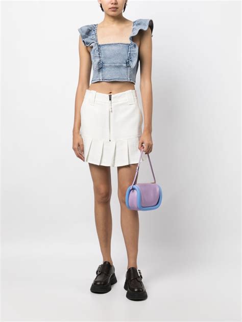 GANNI Denim Crop Top Blue FARFETCH