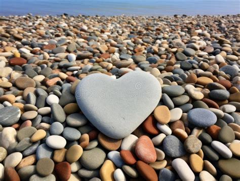 A Heart Shaped Stone Sitting On Top Of A Pile Of Rocks Stock Image Image Of Valentine Stone