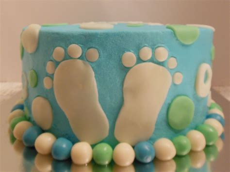 Baby Shower - Baby Feet Baby Shower Cake in Blue and Green | Baby ...