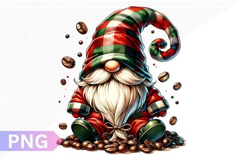 Christmas Coffee Gnome Sublimation Clipart Png