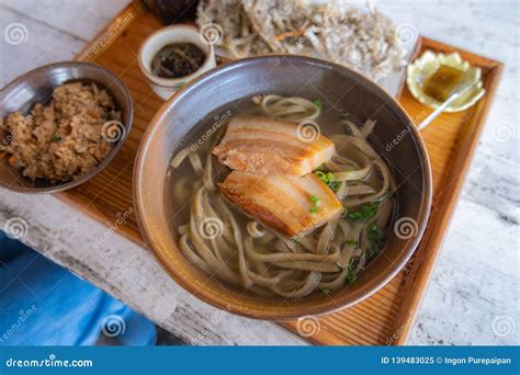 Okinawa Soba Noodles with Pork Soft Bone Broth. Stock Image - Image of dish, healthy: 139483025