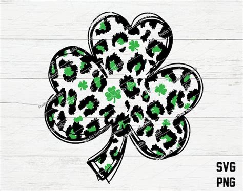 Leopard Print Shamrock Svg St Patricks Day Svg Shamrock Svg Etsy