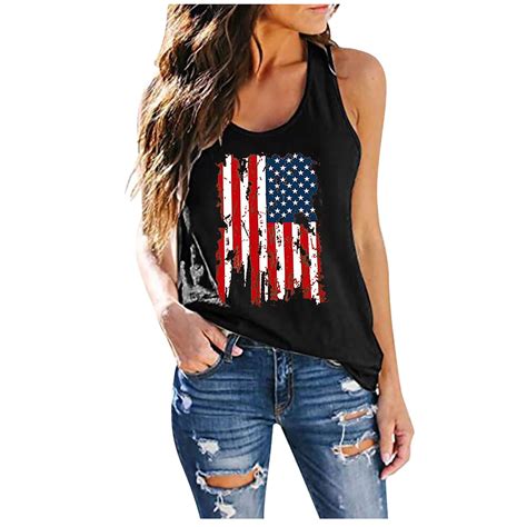 REORIAFEE American Flag Shirt Tank Tops Women 4th Of July Patriotic