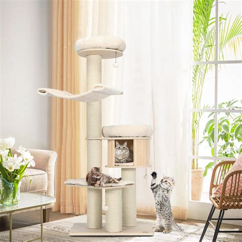 Tangkula Modern Cat Tree Multi Level Large Cat Tower Wcat Condo