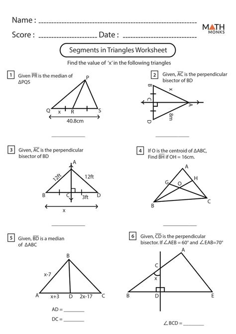 Special Segments In Triangles Worksheet