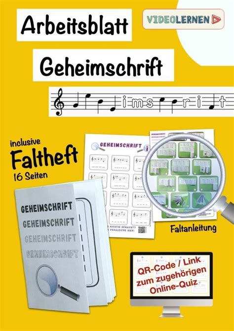 Musik Notennamen Geheimschrift Arbeitsblatt 1 Faltheft 1