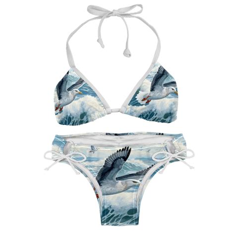 Seagull Stylish Bikini Set With Detachable Sponge And Adjustable Strap