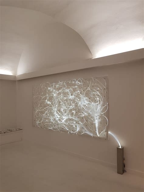 Light installation from light guide made of handmade straw silk | Light ...