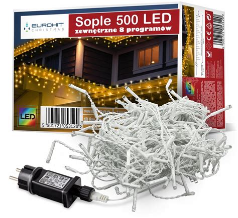 Lampki Choinkowe Sople 500LED 18M Białe Ciepłe CH3 Eurohit Sklep