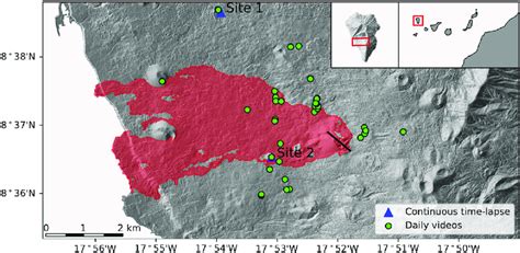 map  eruption site  observation locations final outline