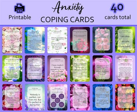 Anxiety Coping Cards Printable Anxiety Cards Anxiety Coping Skills