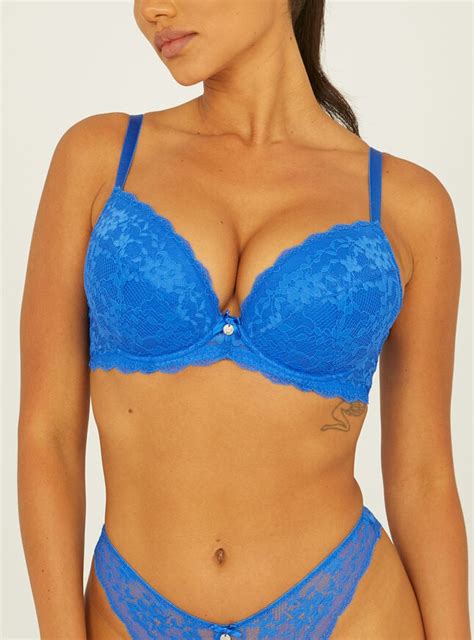 Mollie Padded Plunge Bra Cobalt Blue Boux Avenue Uk