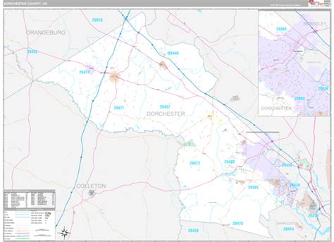 Dorchester County SC Zip Code Map