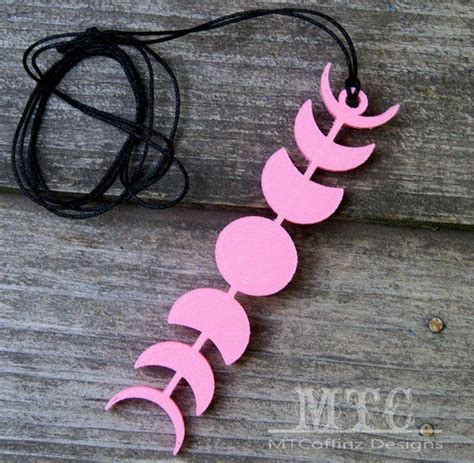 Moon Phase Pendant Necklace Lunar Cycle 3D Printed Pastel Goth Witch