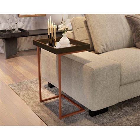 Mesas Laterais De Sofa - Mesinha Lateral De Sofá Apoio Com Bandeja Espelho 4774 | MadeiraMadeira