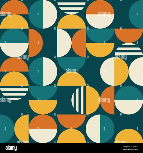 Geometric Mid Century Modern Vector Seamless Pattern 60s And 70s