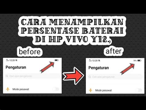 Cara Menampilkan Persentase Baterai Di Hp Vivo Y Youtube