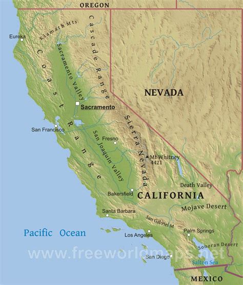 California Mountain Ranges Map – Map Of The World