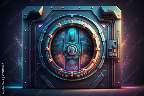 High security vault door background. Security tresure bunker concept art. Digital illustration ...