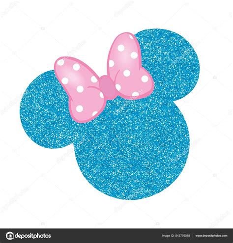 Minnie Mouse Light Blue Glitter Head Pink Bow Stock Illustration By