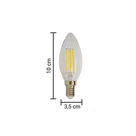 Lâmpada LED Lisa Glass Base E14 2400K 4W Hevvy C35 2400K