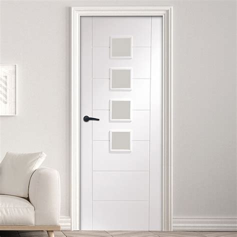 XL Joinery Palermo White Primed 7 Panel 4 Lites Internal Glazed Door