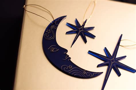 Crescent Moon and Star Christmas Ornament Set of 3 Whimsigoth - Etsy