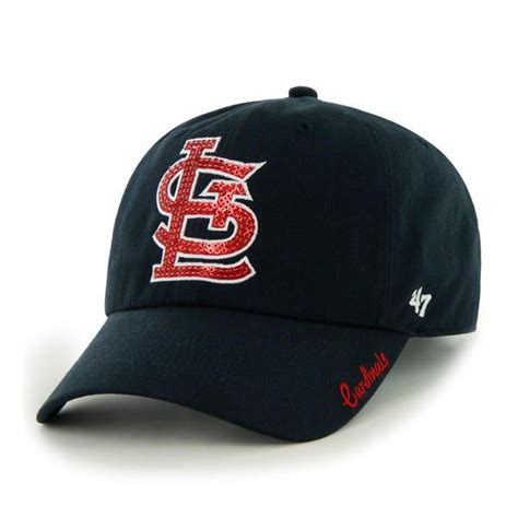 St Louis Cardinals Womens 47 Brand Sparkle Navy Clean Up Adjustable