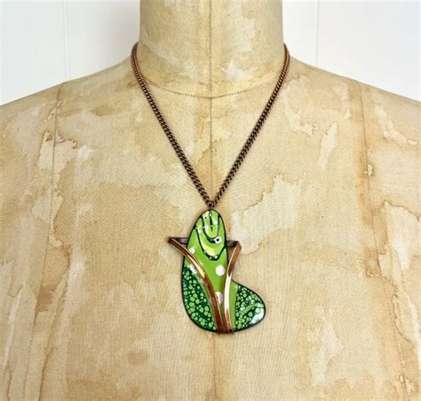 S Matisse Amoeba Copper Green Enamel Mid Century Gem