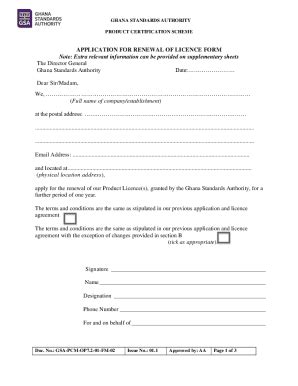 Fillable Online APPLICATION FOR RENEWAL OF LICENCE FORM Note Fax Email