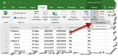 Baselines Microsoft Project Tips