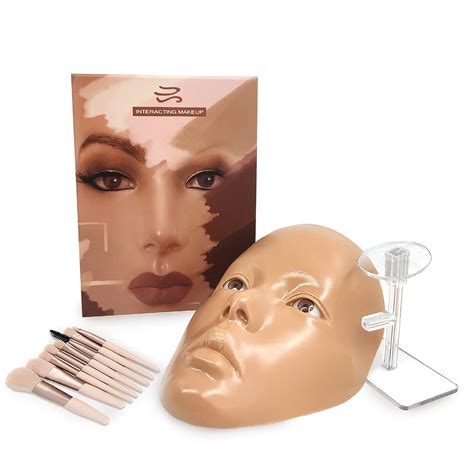 3d Makeup Practice Face Reusable Makeup Mannequin Face With Makeup Brushes Set