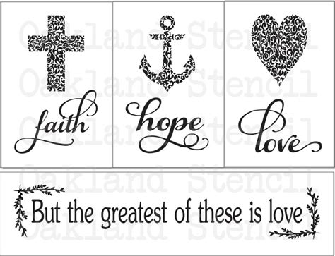 Faith Hope Love Stencil For Painting Wood Signs Inspirational Etsy