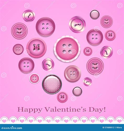 Valentine S Day Card With Buttons Stock Vector Illustration Of Card