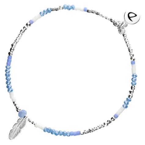 Bracelet élastique Plume Merida Bleu Ivoire DORIANE BIJOUX