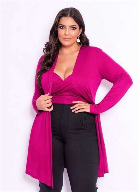 Conjunto Plus Size Liso Cardigan Rosa Ana Maya Curves