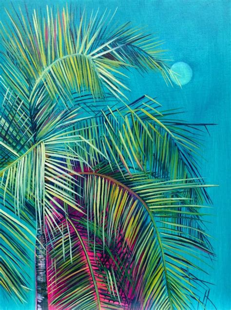 Cali Palms Original Acrylic Painting Palm Trees Summer Art Coastal