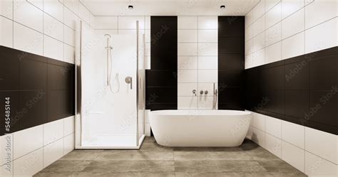 Granite Tiles white and black wall design Toilet, room modern style. 3D ...