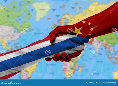 Handshake Between Thailand And China Flags Stock Illustration