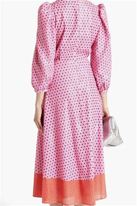 Olivia Rubin Imogen Pink Polka Dot Sequin Dress Uk Gem