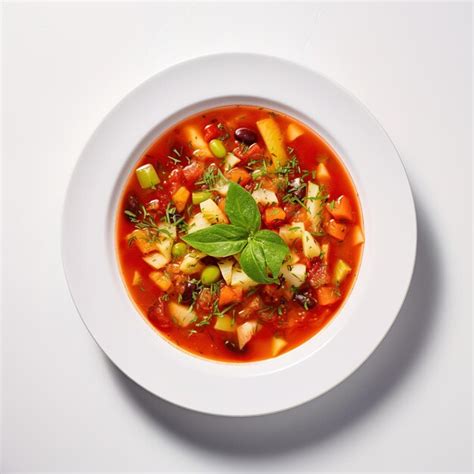 Premium Ai Image Minestrone Soup Top View