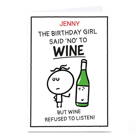 Buy Personalised Scrawls Birthday Card Said No To Wine For Gbp 179 Card Factory Uk