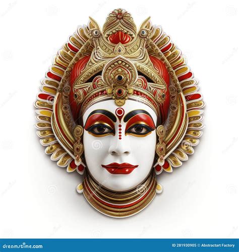 Illustration Of Colorful Kathakali Dancer For Happy Onam Festival Of